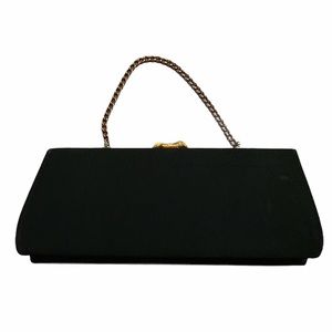 Vintage Beaded Black Handbag w/ Gold Chain & Rhinestone Beaded  Clasp